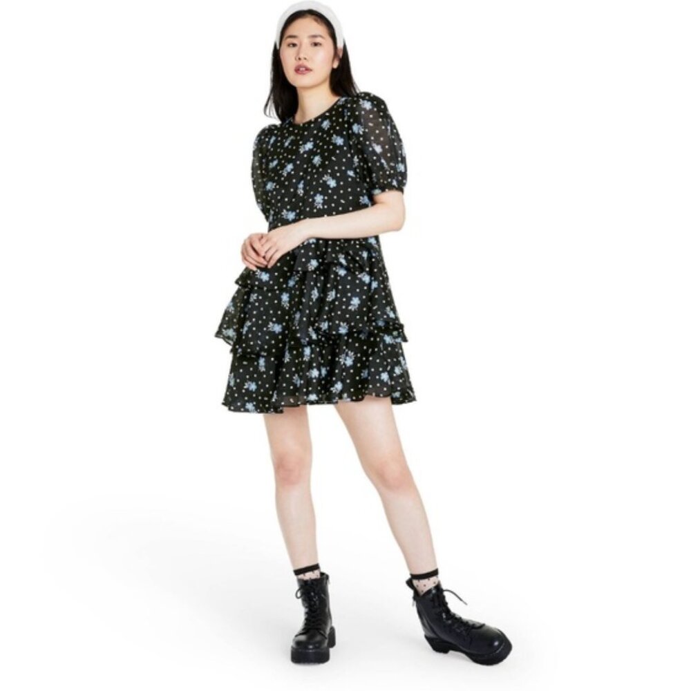 Sandy Liang for Target Floral Print Short Sleeve Tiered Dress